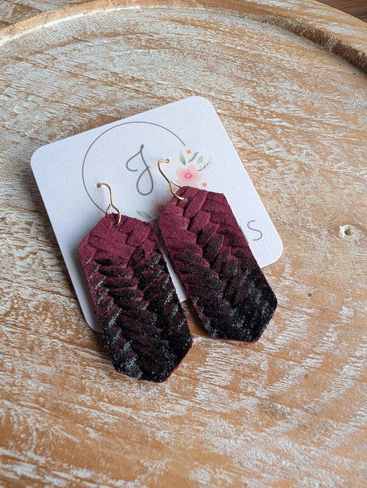 Burgundy and Black Glitter Earrings