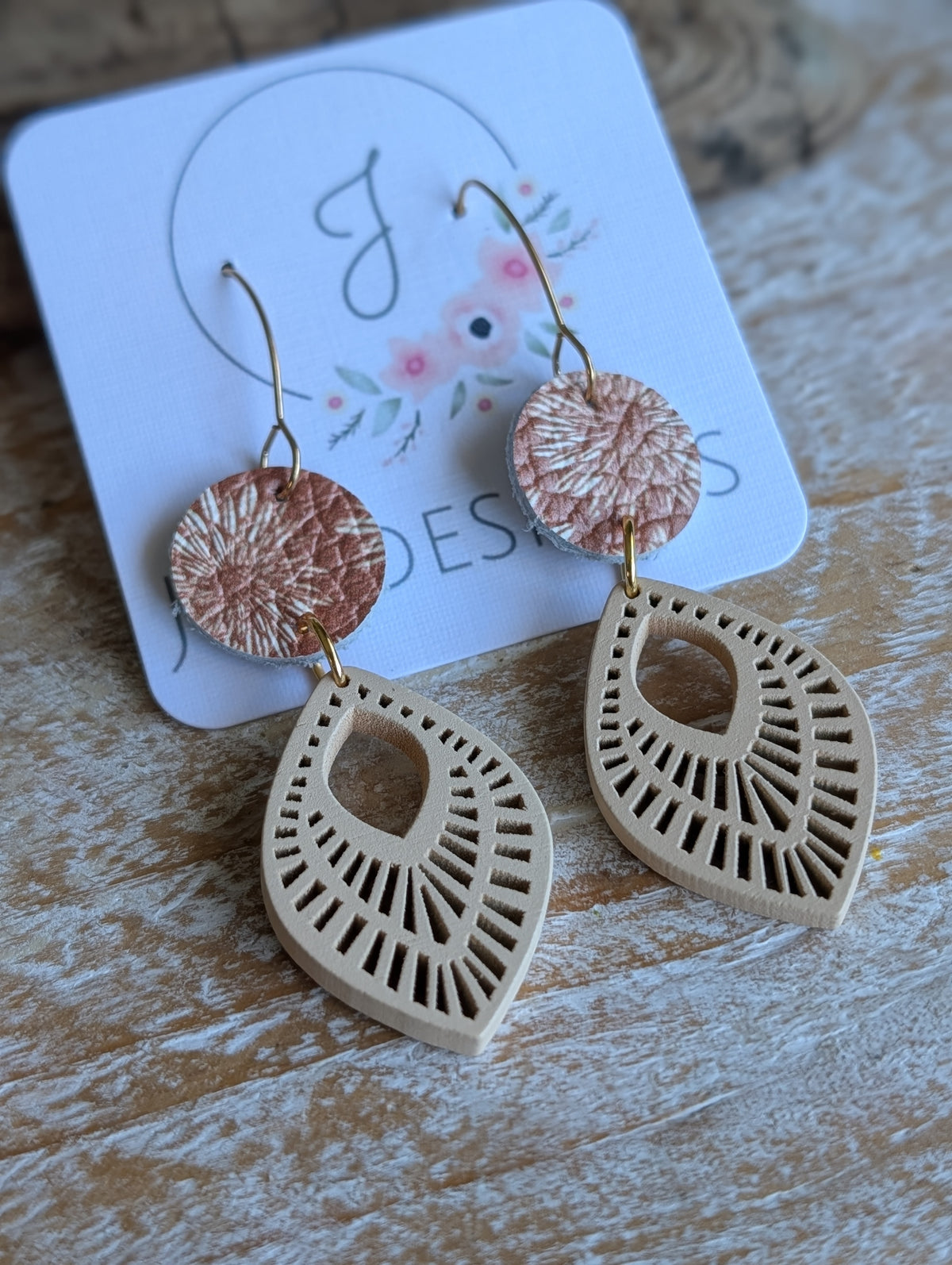 Wood and Leather Earrings