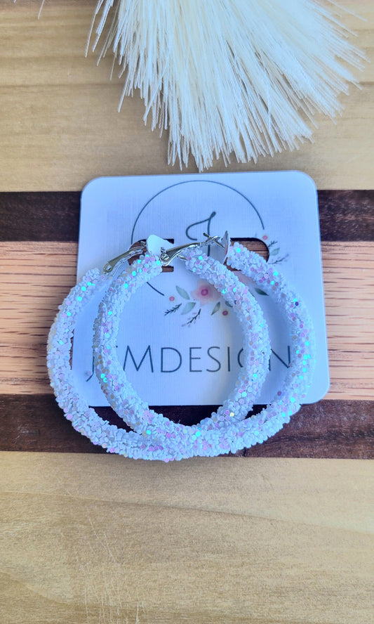 Frosted Sparkle Glitter Hoops