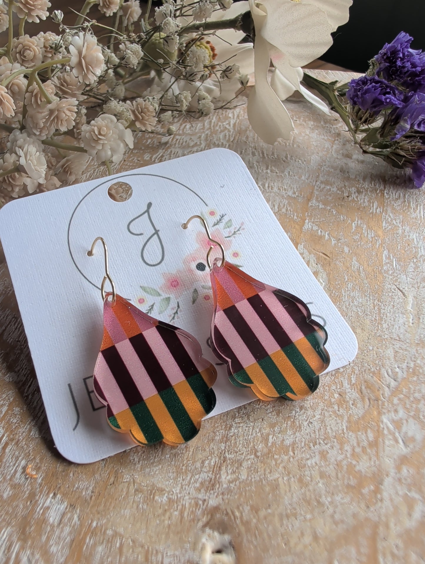 Striped Acrylic Teardrop Earrings