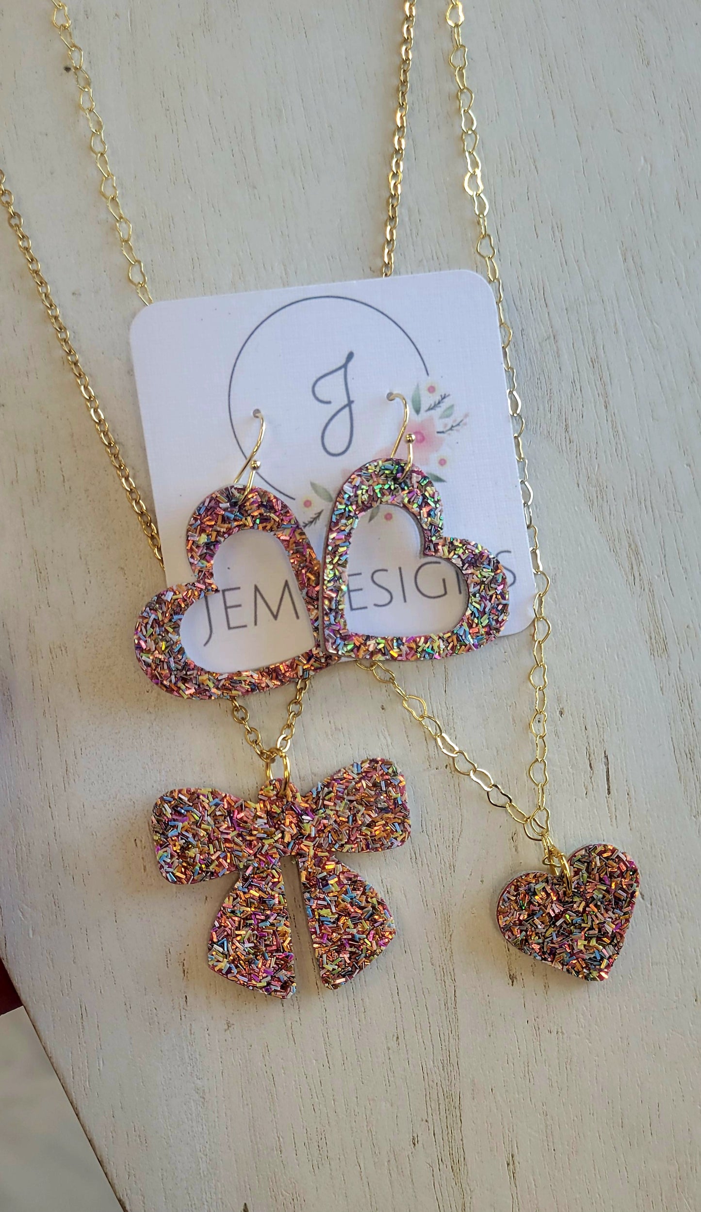 Confetti Glitter Necklace and Earrings