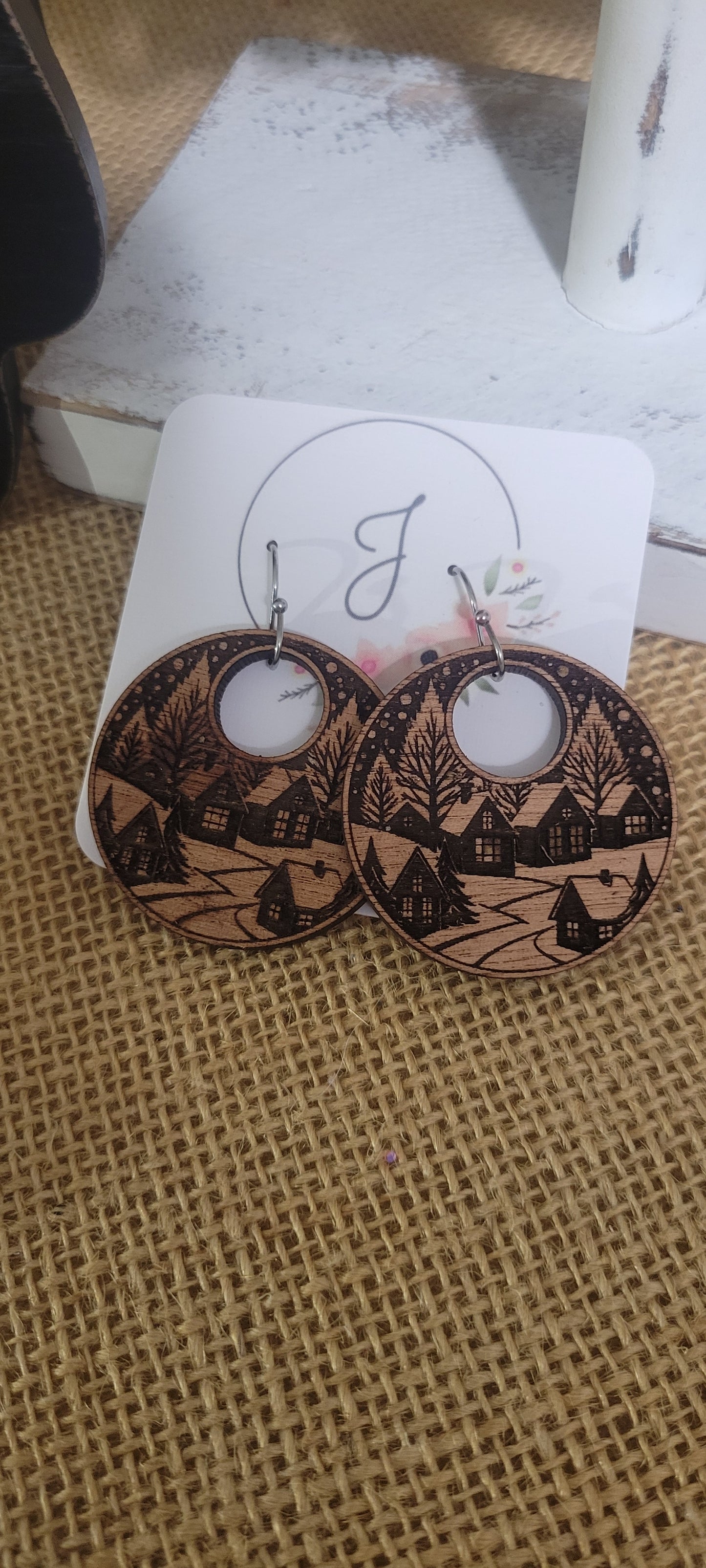 Winter Wonderland Wood Earrings