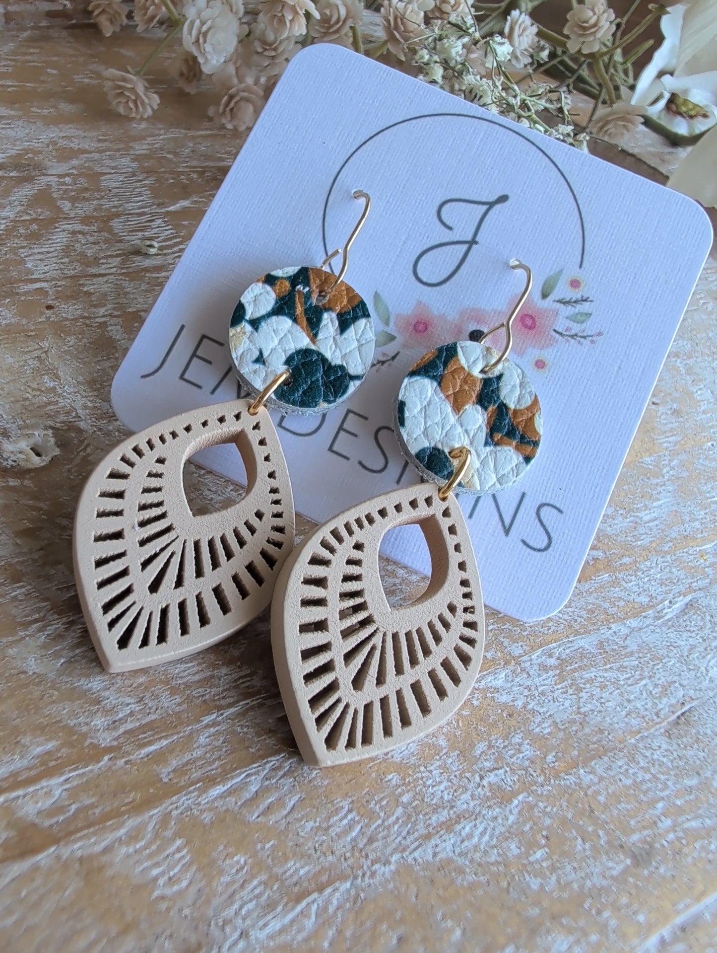August Amber Wood Earrings