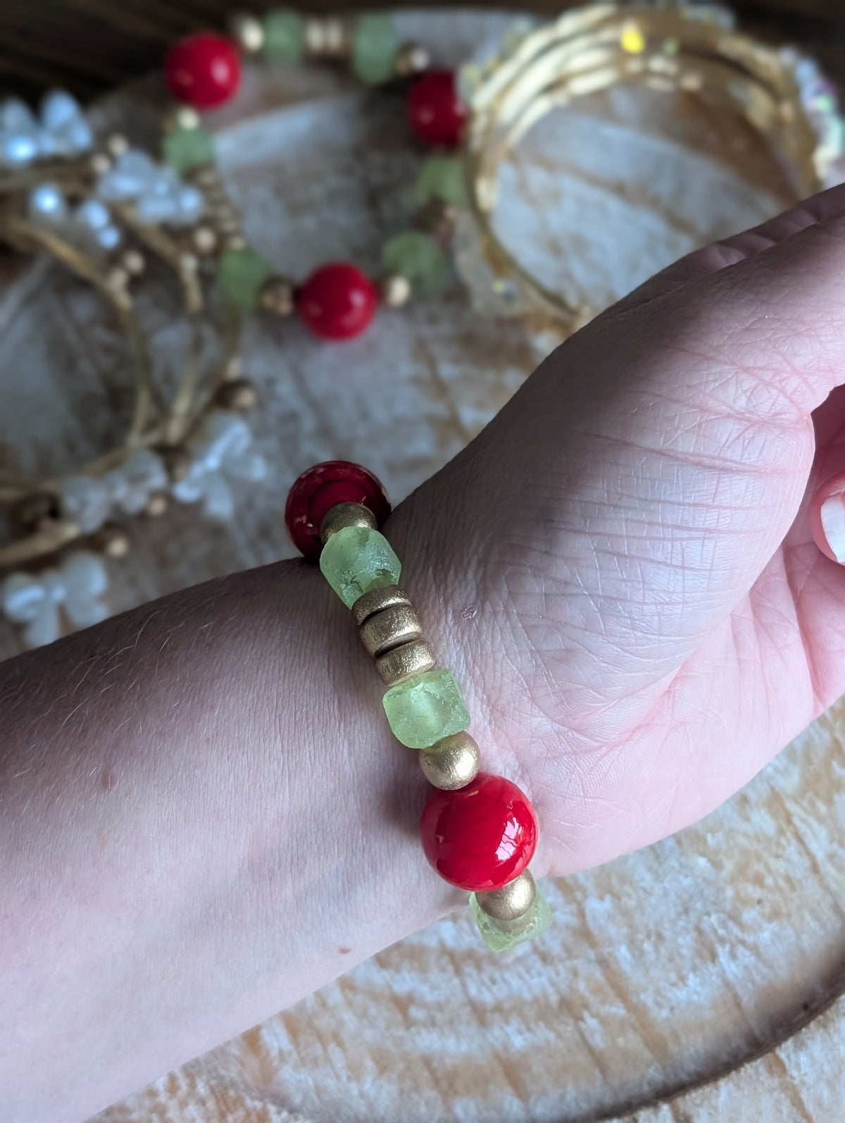Red and green bracelet