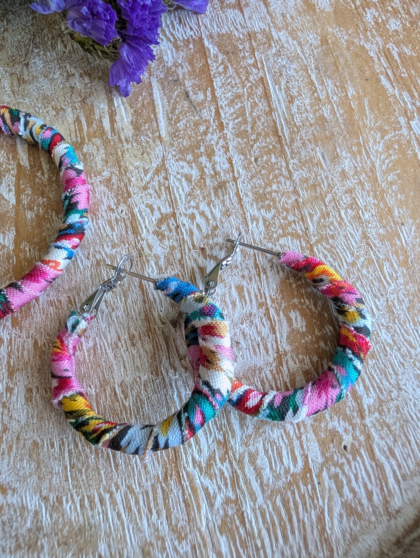 Bouquet Fabric Hoop Earrings