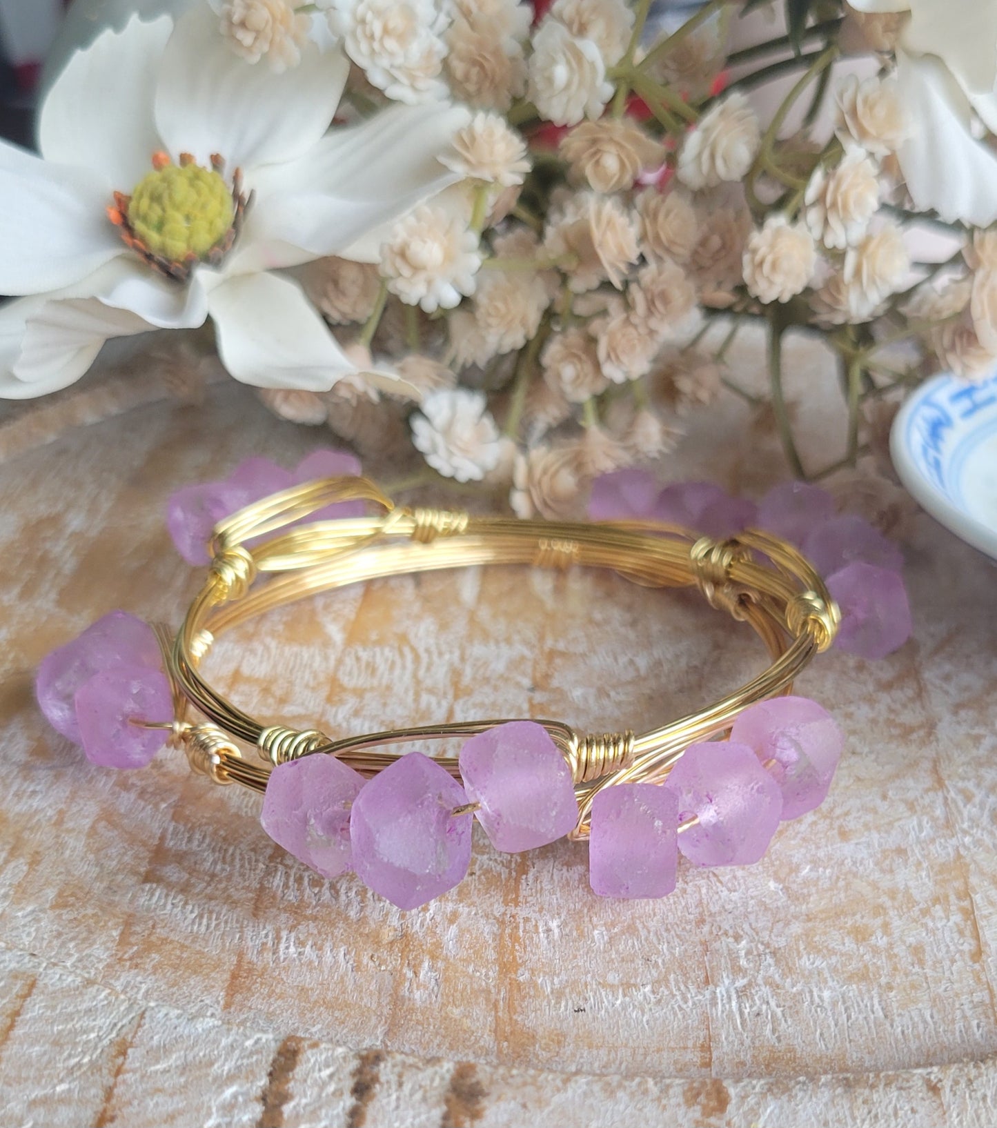 Pink Glass Bead Bangle