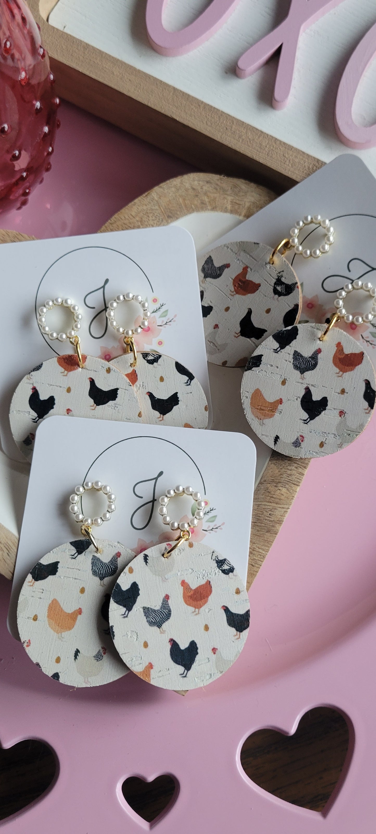 Chicken and Pearls Earrings