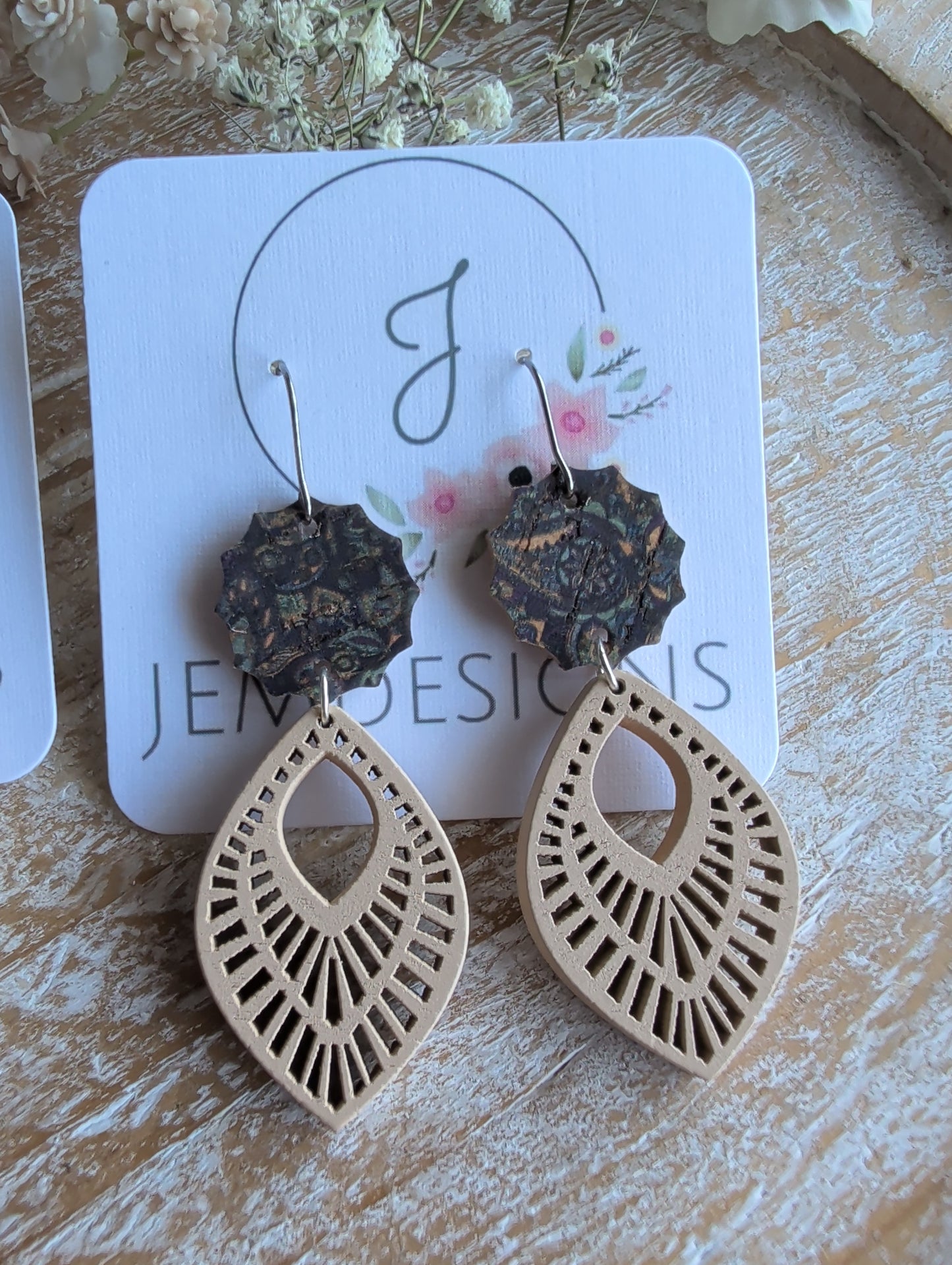 Paisley Wood Earrings