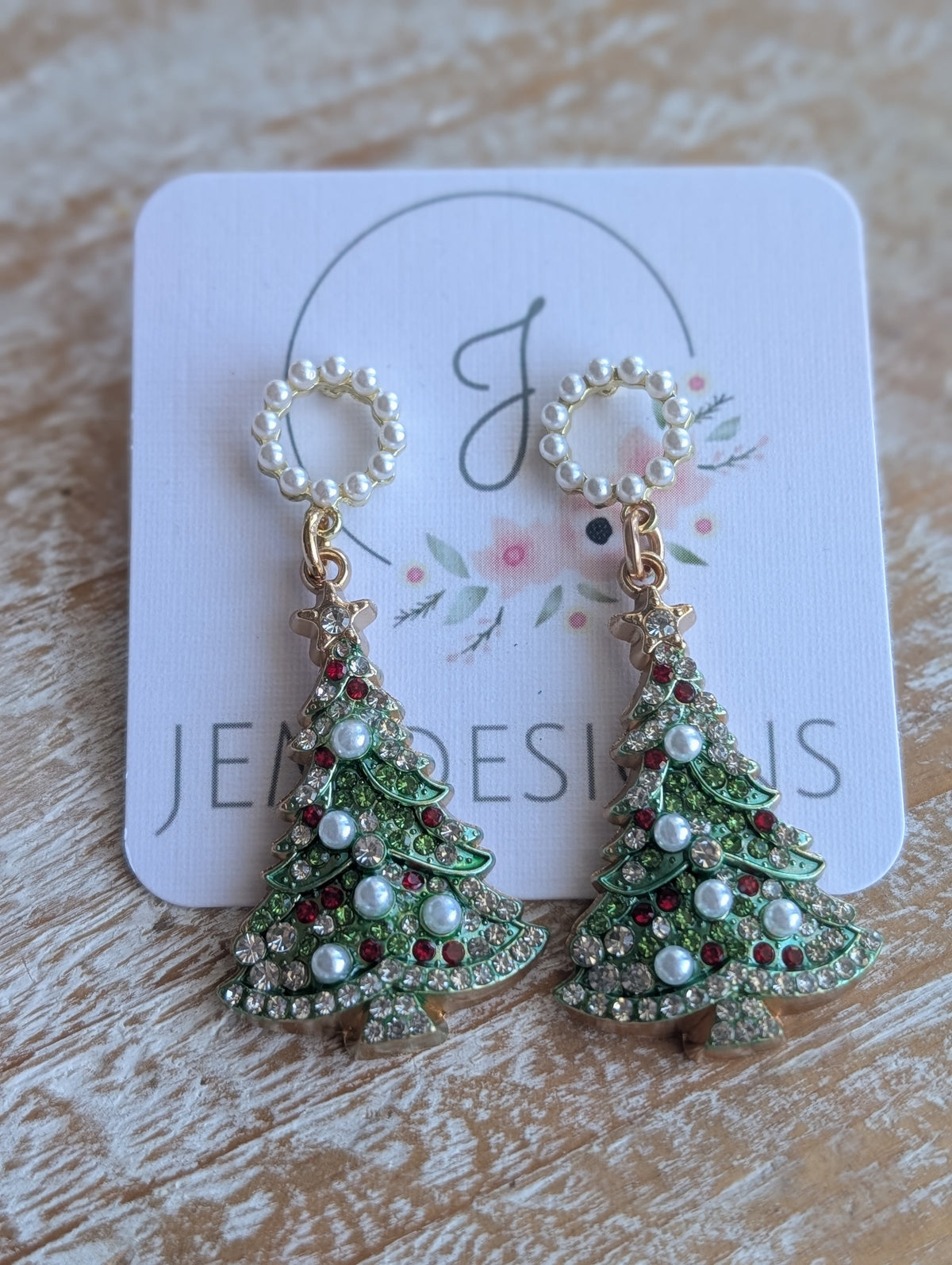 Pearl Christmas Tree Earrings