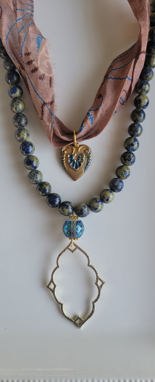 Blue Layered Charm Necklace