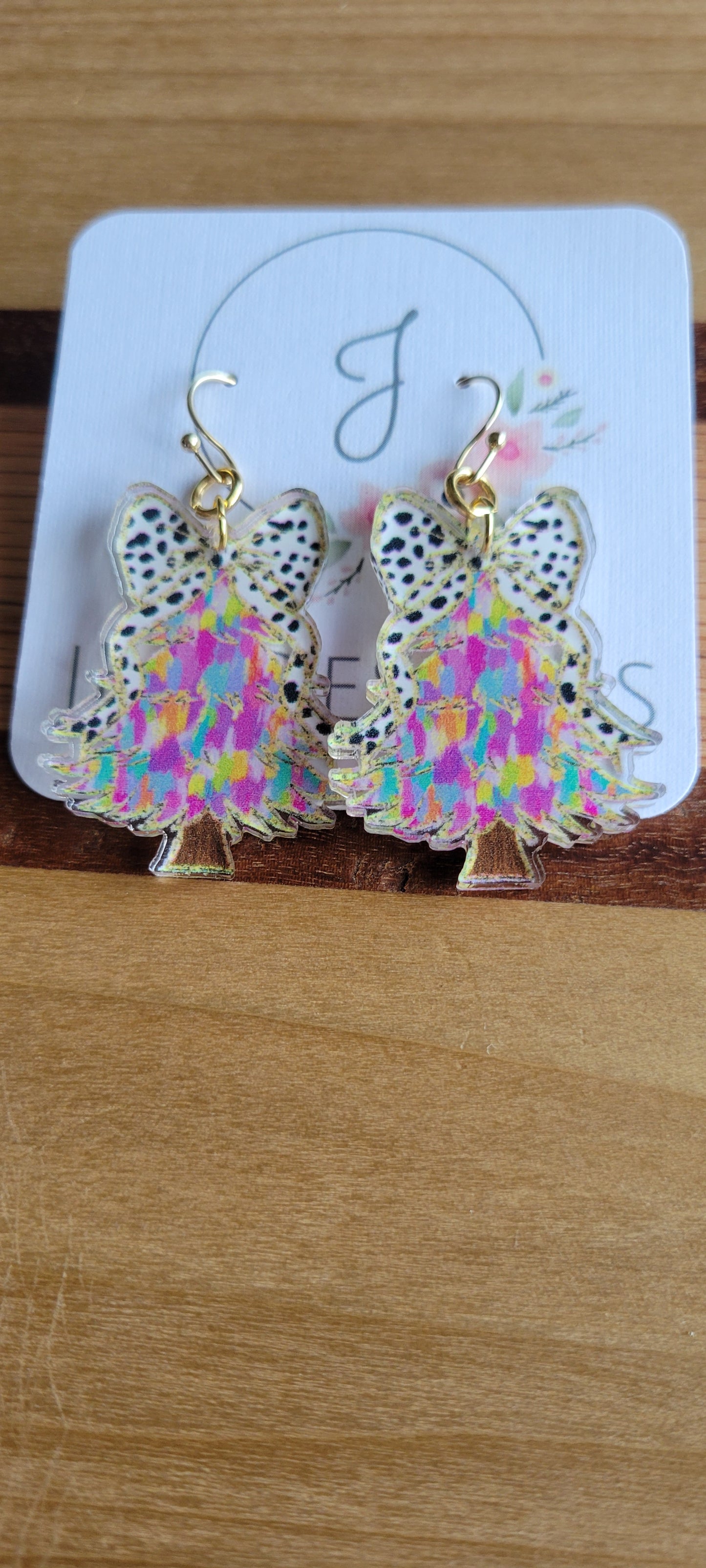 Pastel Painted Christmas Tree Earrings