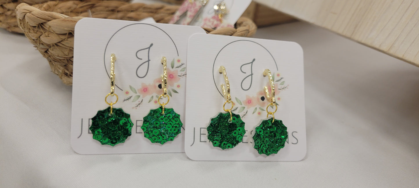Green Sequin Earrings