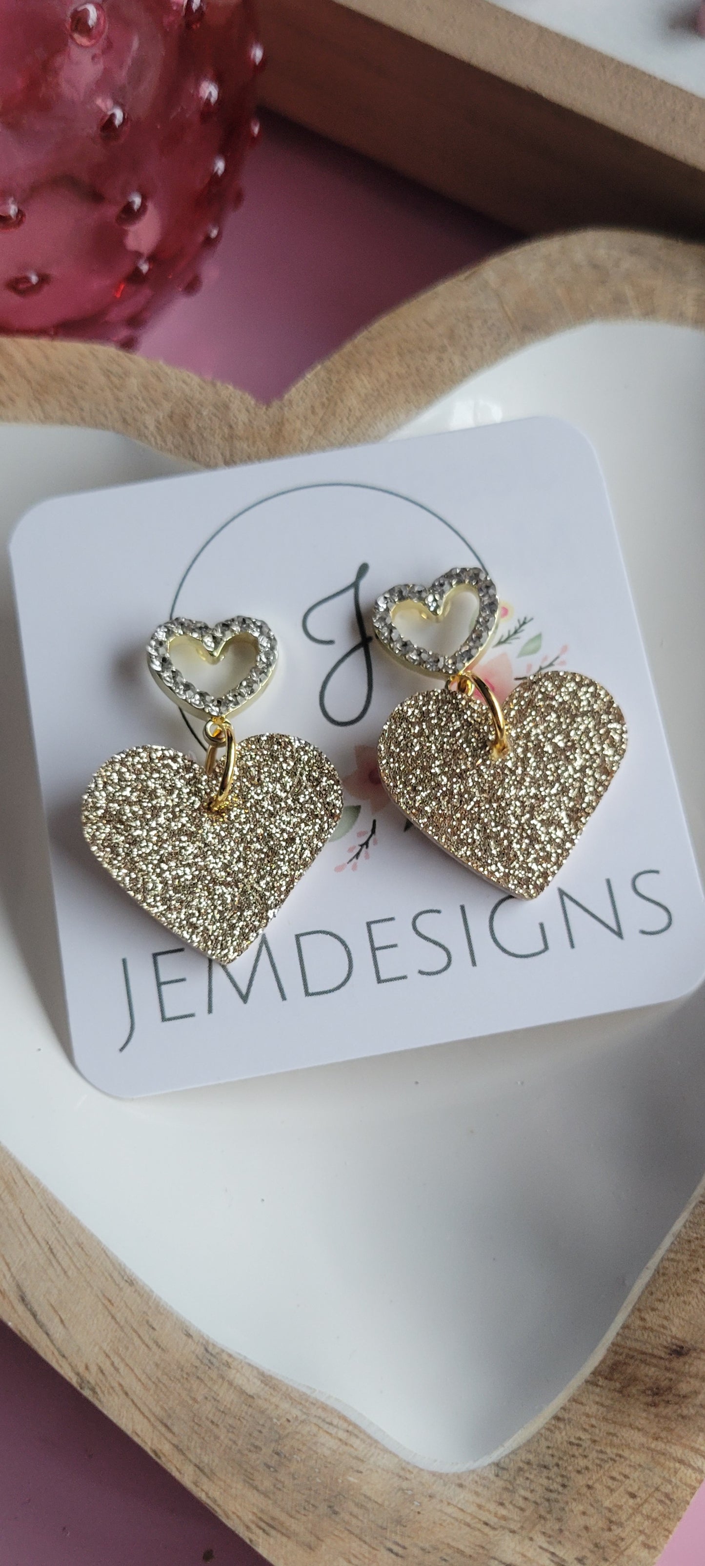 Gold Heart Post Earrings