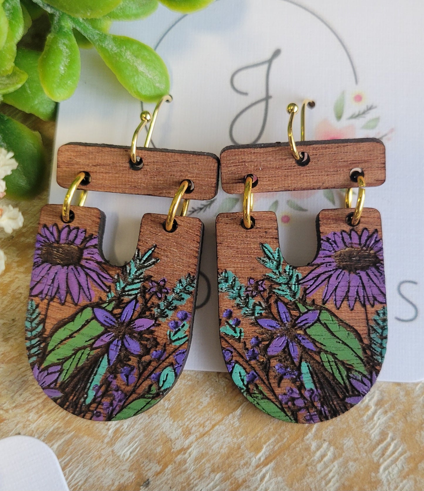Floral Wood Earrings
