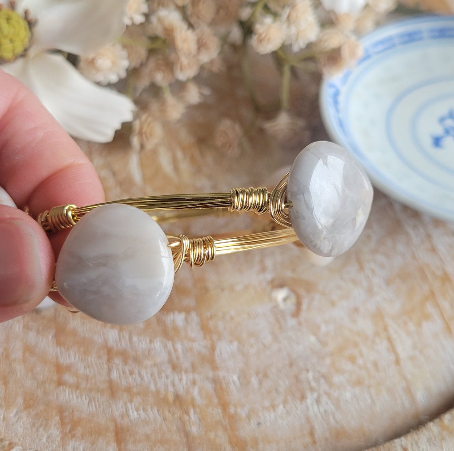 White Stone Bangle