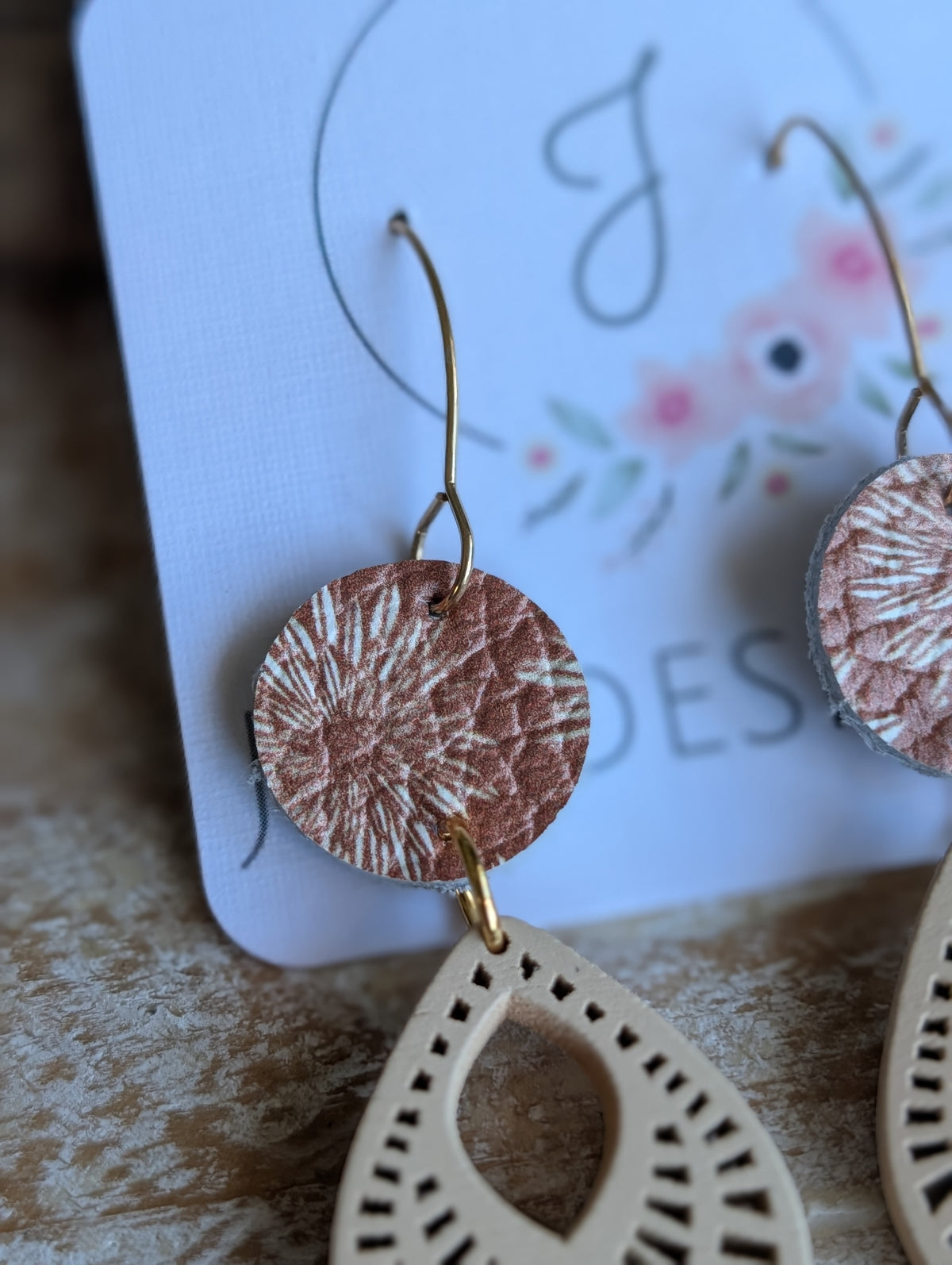 Wood and Leather Earrings