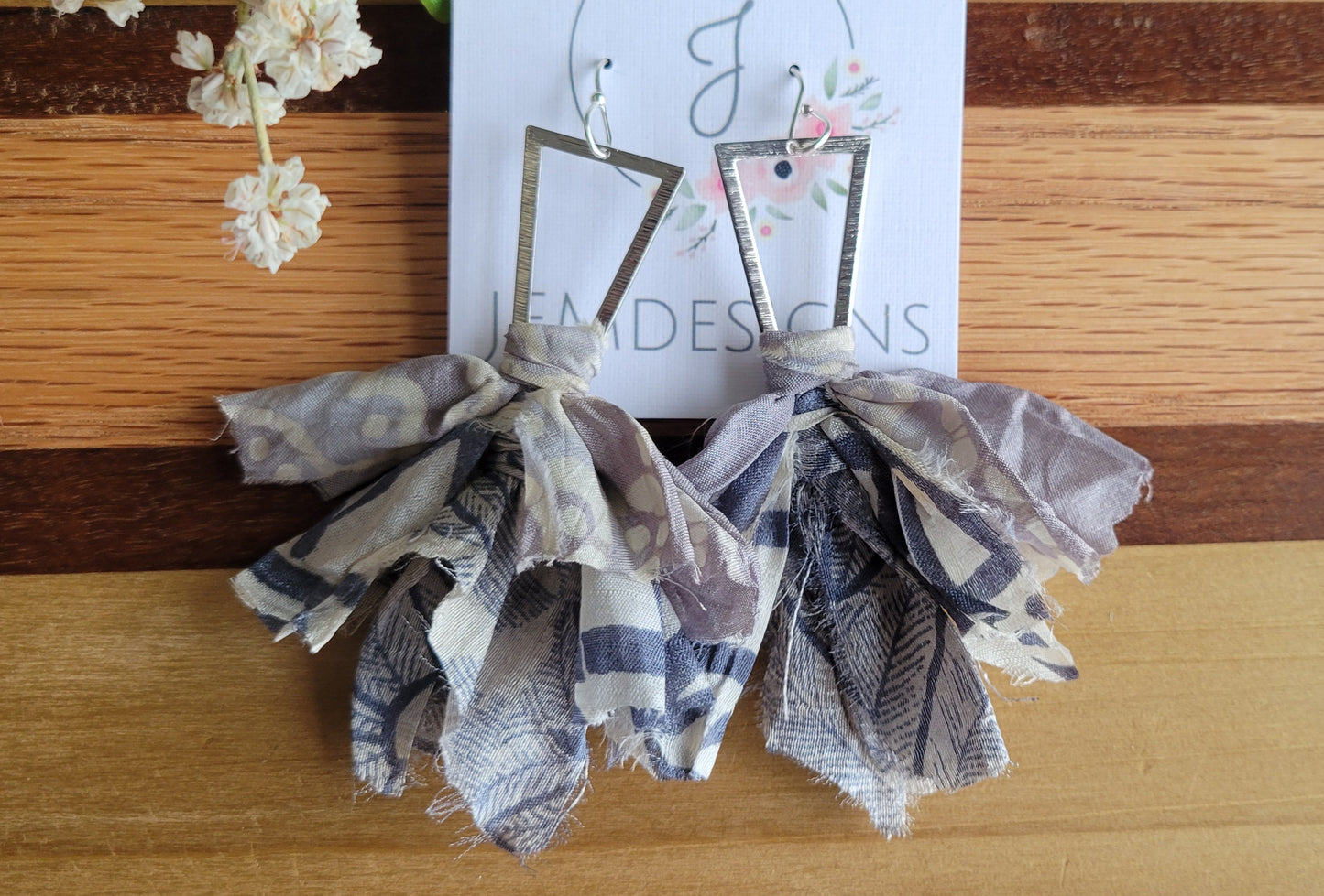 Grey Fabric Earrings