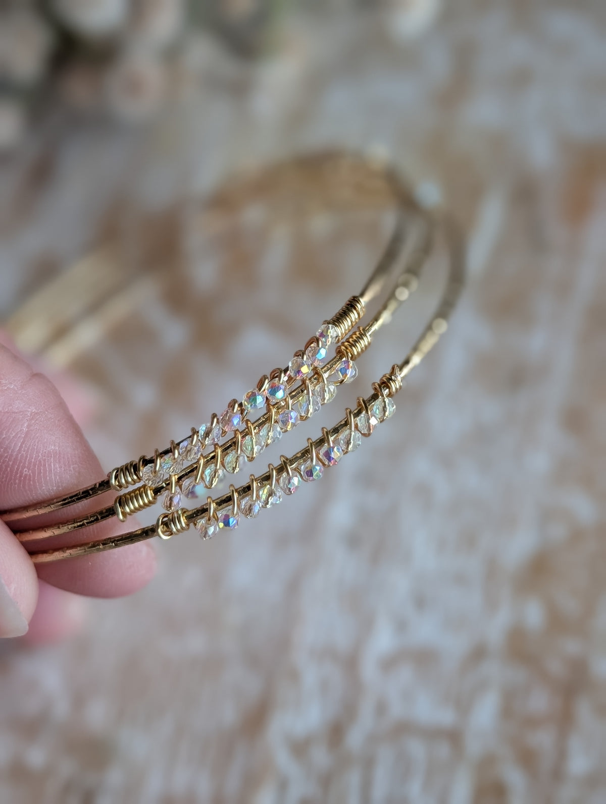 Crystal Wire Wrapped Bangle