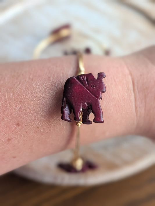 Crimson Elephant Bangle Bracelet