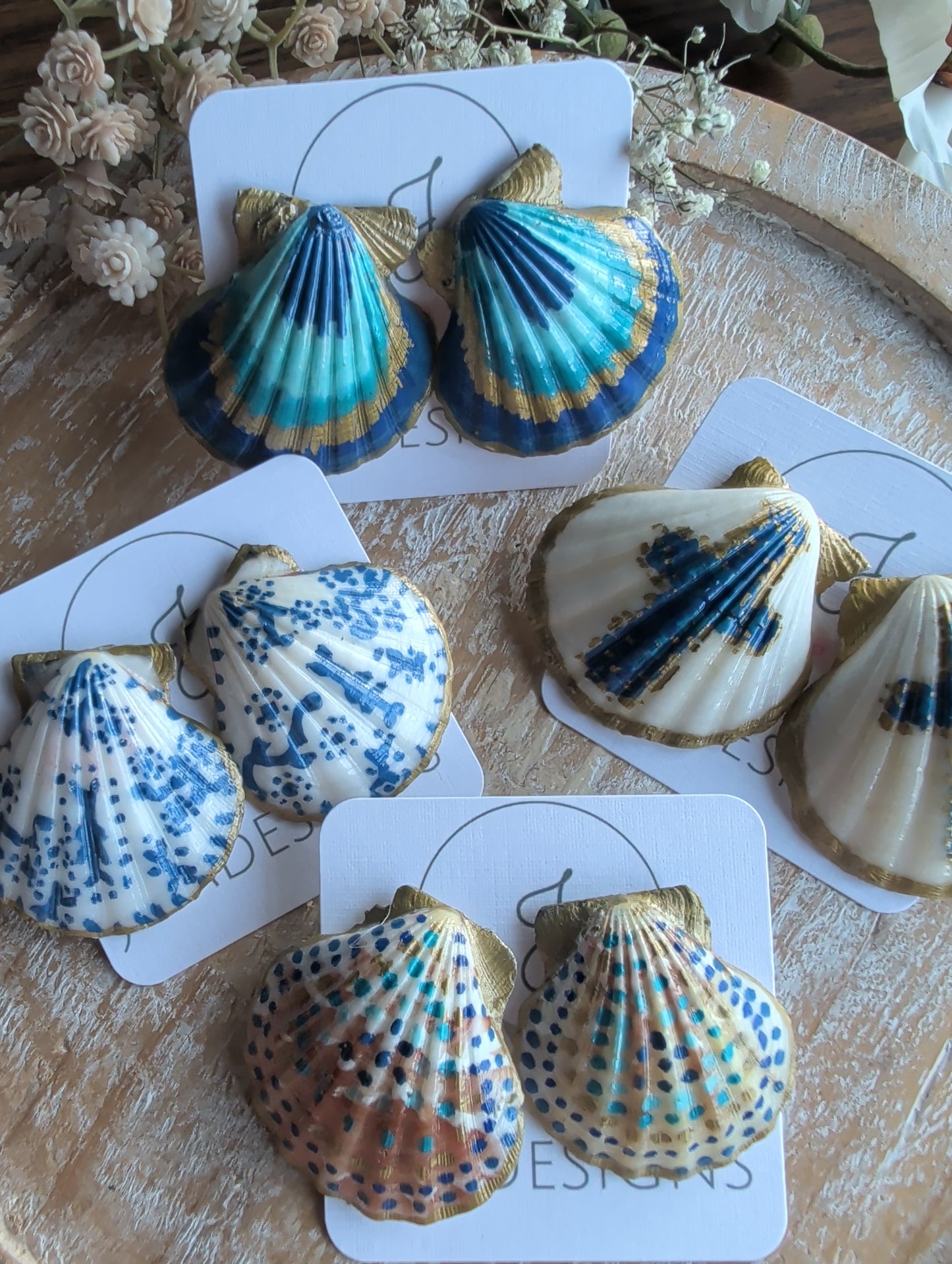 Blue Seashell Earrings