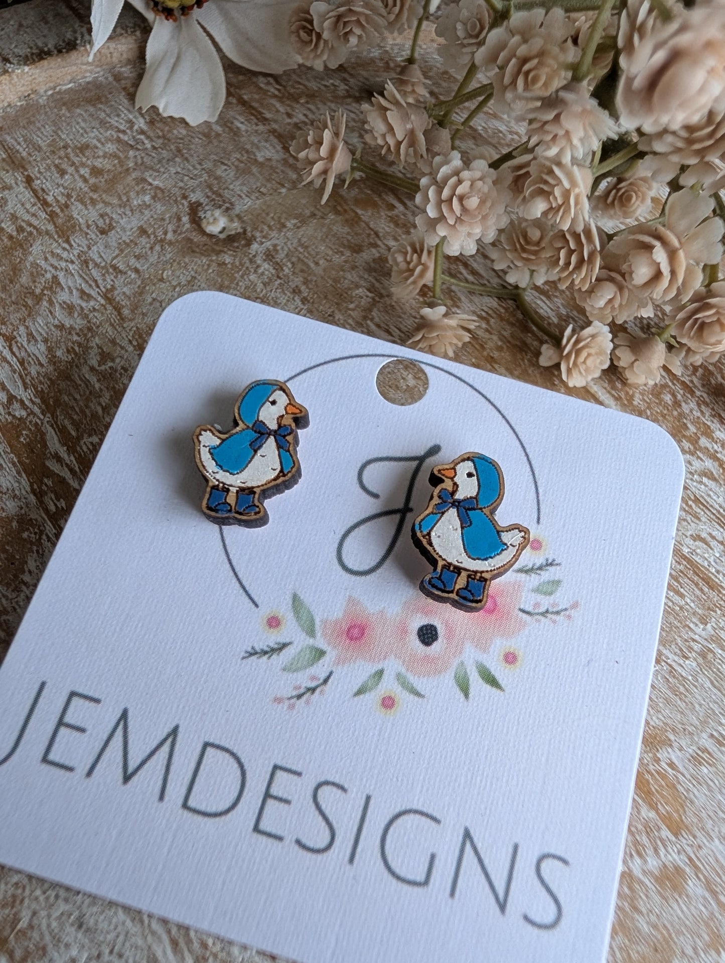 Blue Bonnet Duckling Earrings