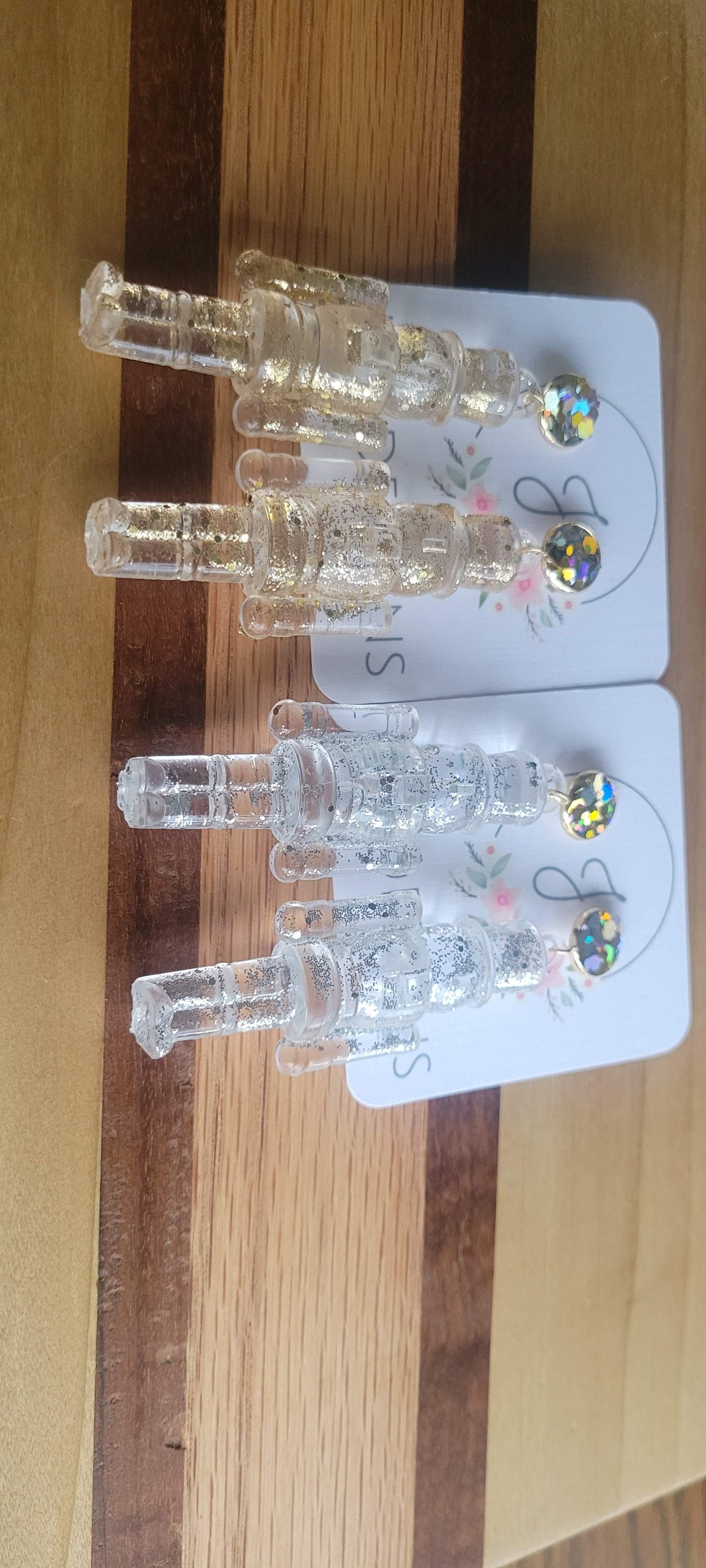 Icy Nutcracker Glitter Top Earrings