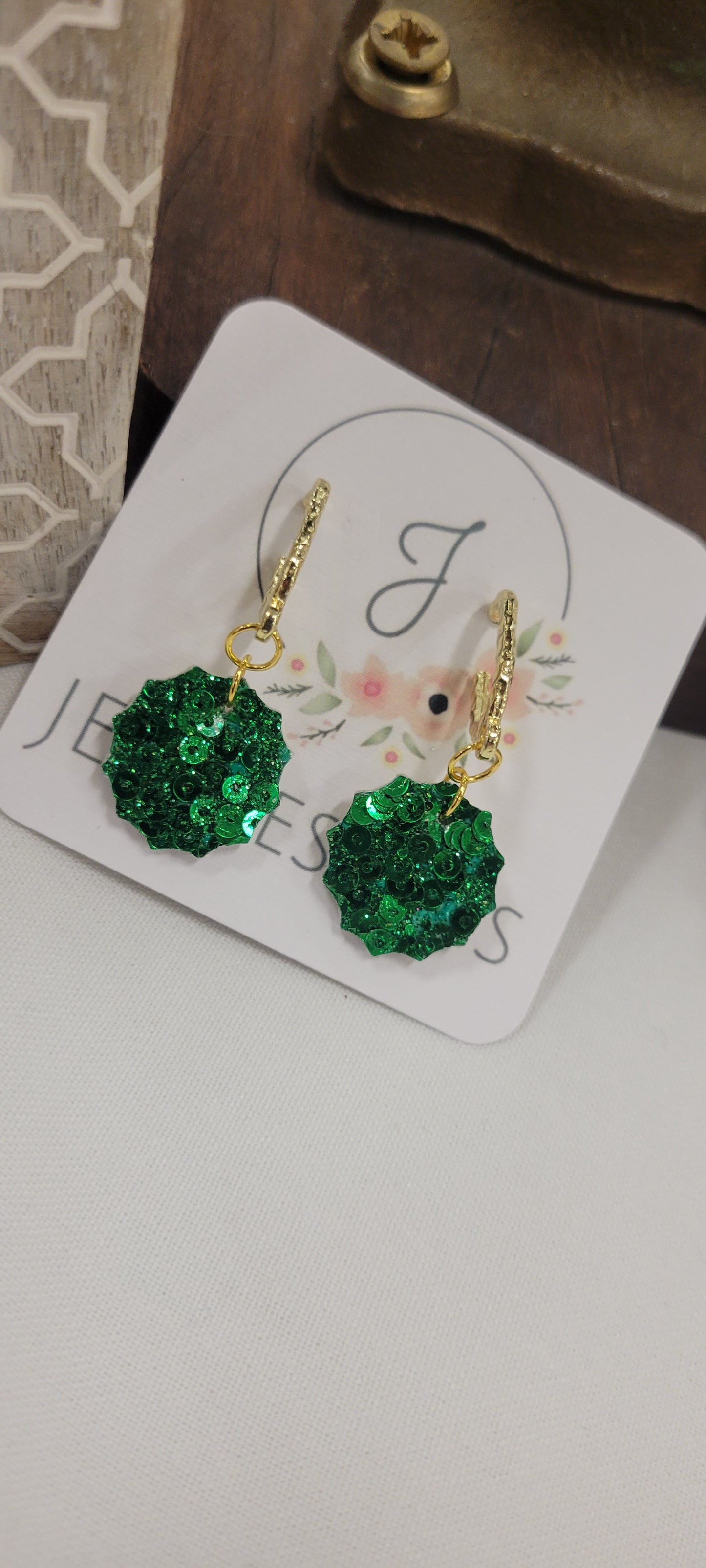 Green Sequin Earrings
