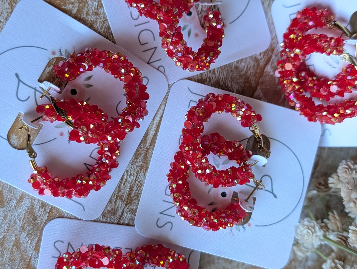 Holiday Cheer Glitter Hoop Earrings