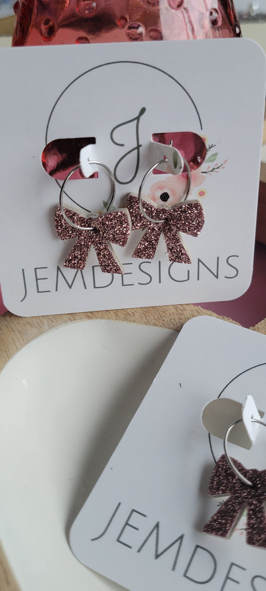 Small Pink Bow Earrings