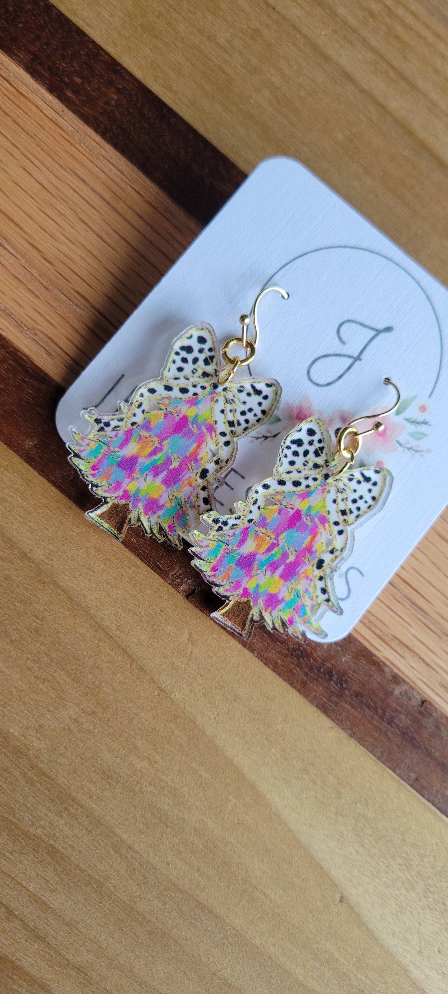 Pastel Painted Christmas Tree Earrings