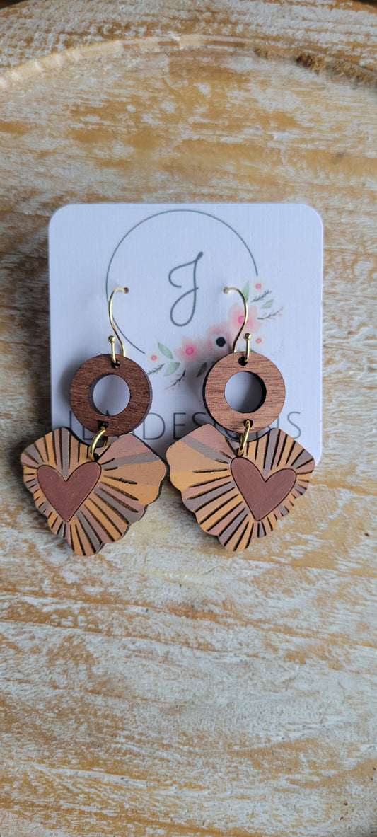 Wooden Heart Earrings
