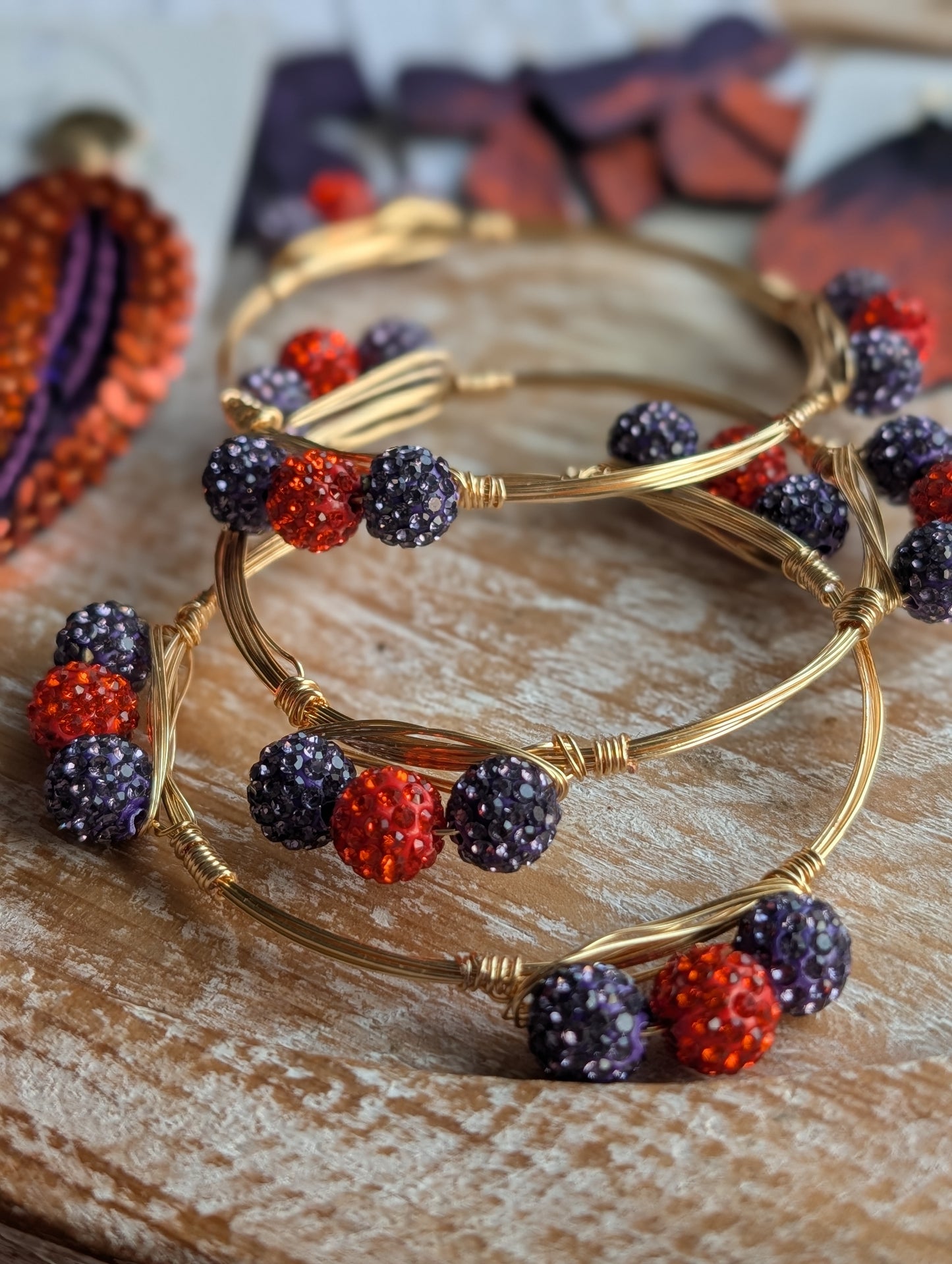 Purple and Orange Bangle Bracelets