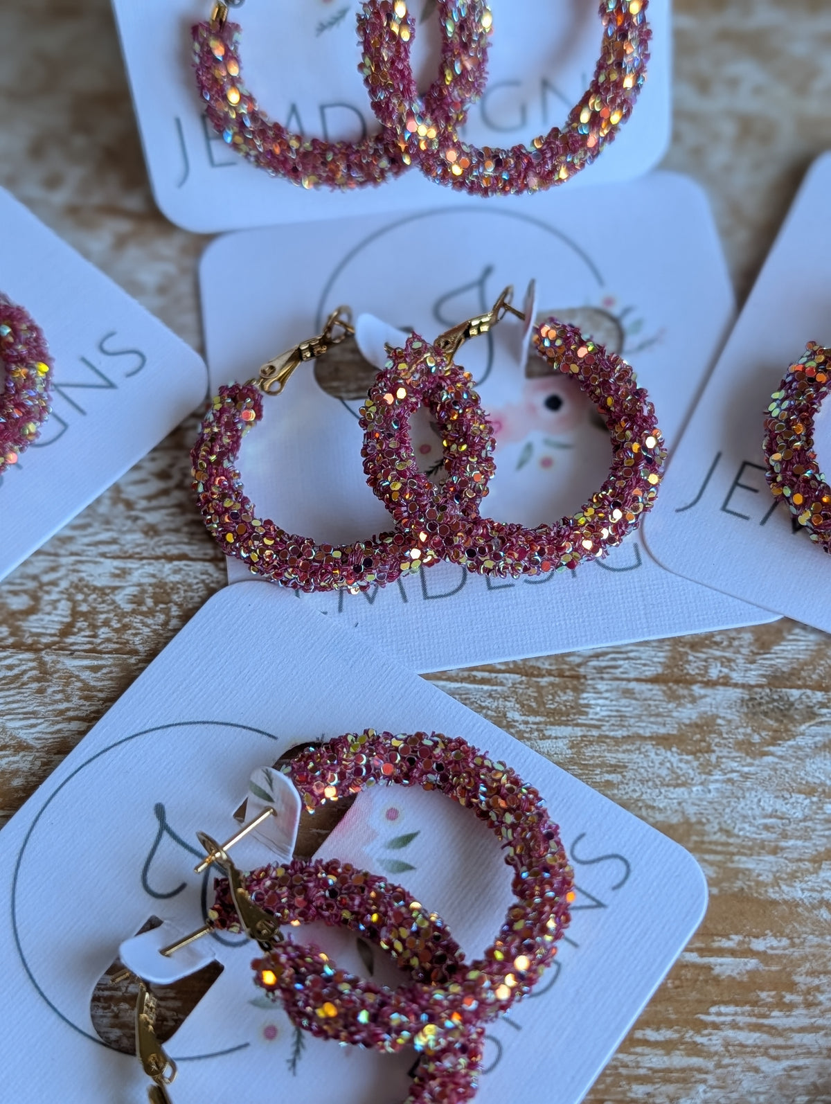 Mulberry Glow Glitter Hoop Earrings