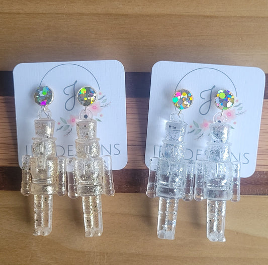 Icy Nutcracker Glitter Top Earrings