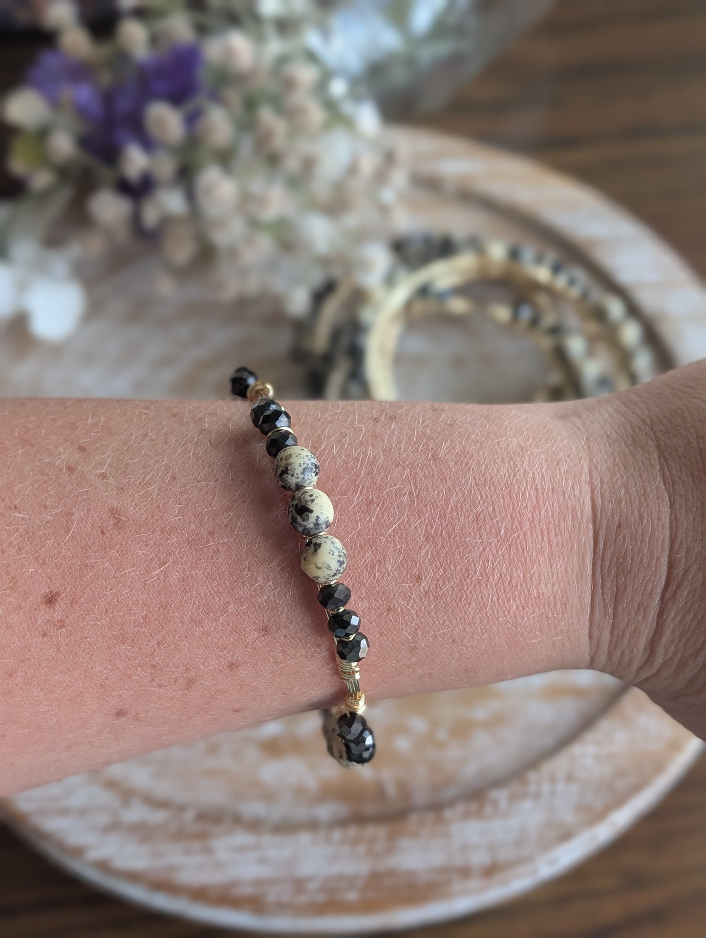 Dalmatian Jasper Bangle Bracelet