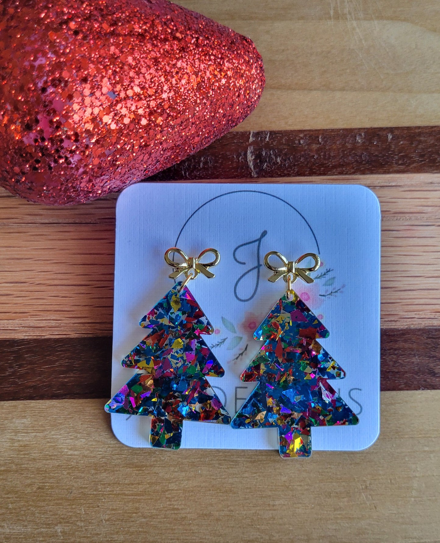Christmas Tinsel Tree Earrings