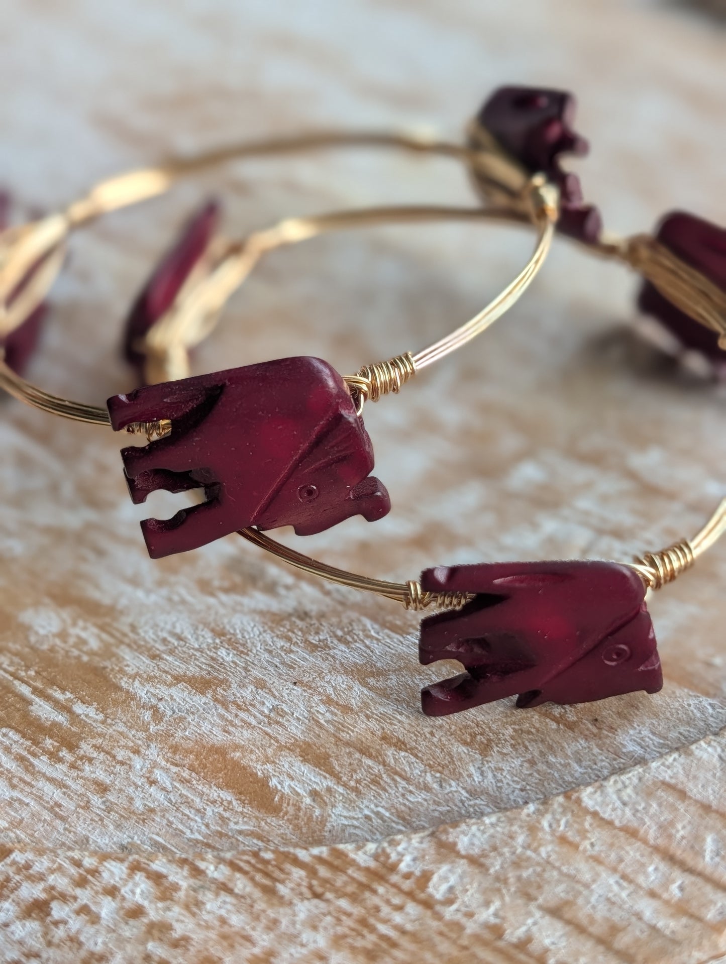 Crimson Elephant Bangle Bracelet