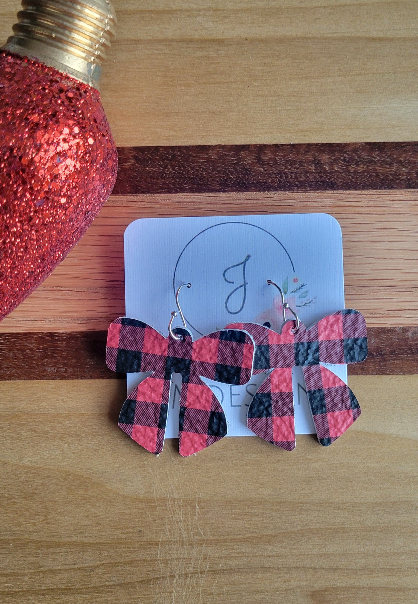 Buffalo Plaid Bow Earrings