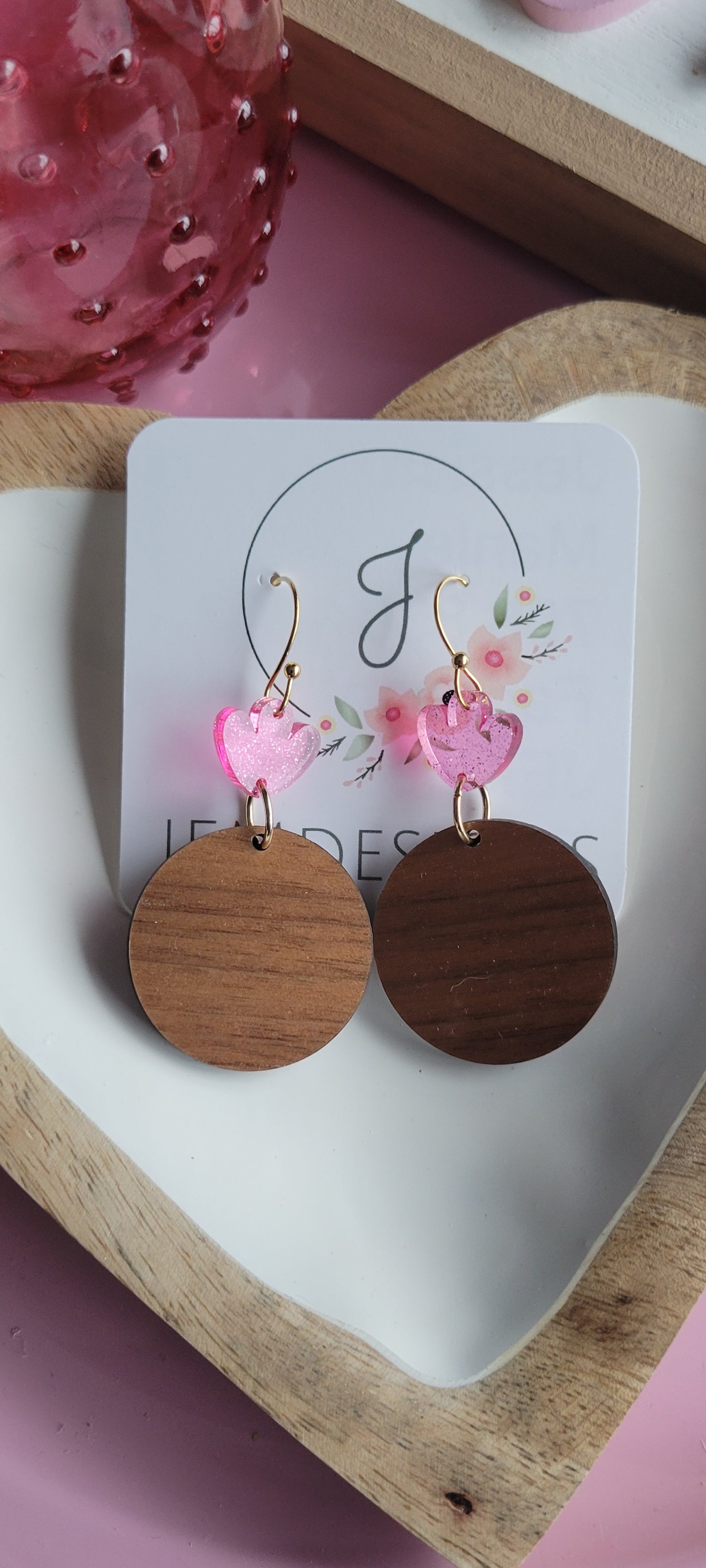 Wood and Acrylic Earrings